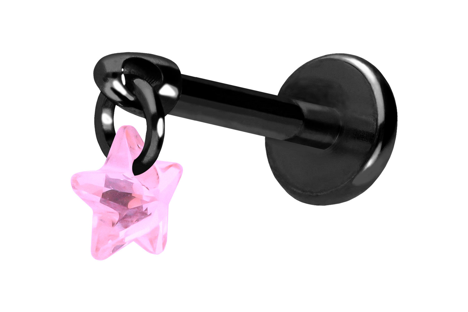 Titan Labret Piercing mit Push Fit KRISTALLSTERN